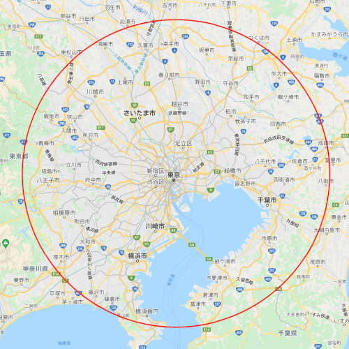 「防犯カメラ販売工事センターの防犯カメラ設置工事対応可能地域（関東エリア）」イメージ