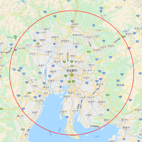 「防犯カメラ販売工事センターの防犯カメラ設置工事対応可能地域（東海エリア）」イメージ